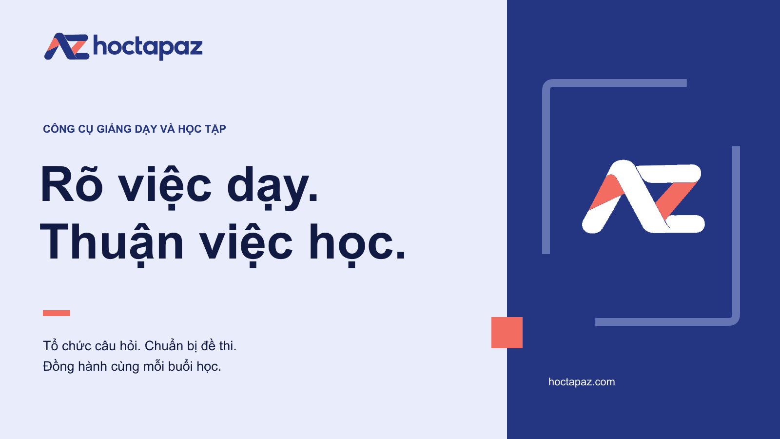 Key visual HoctapAZ với logo AZ, kiểu chữ Inter và khung mở